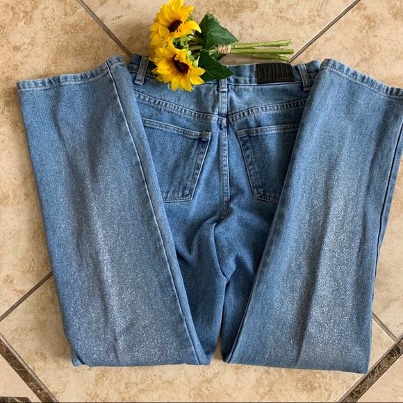 Vintage NY&Co Light Blue Silver Shimmer Jeans Sz 4 - Picture 5 of 5